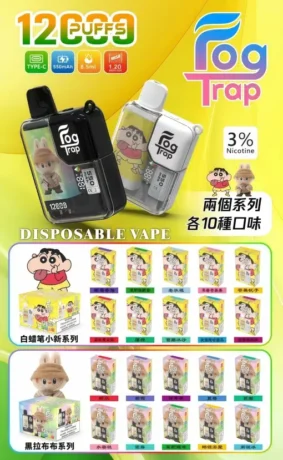 Fog Trap 12000 Puffs 蠟筆小新 × Labubu 動漫聯名